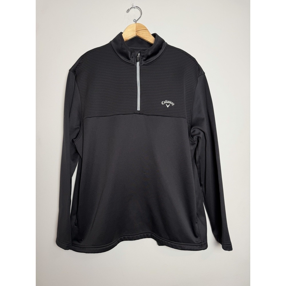Callaway Black XL 1/4 Zip Long Sleeve Golf Pullover for Men Fleece Lined Pockets